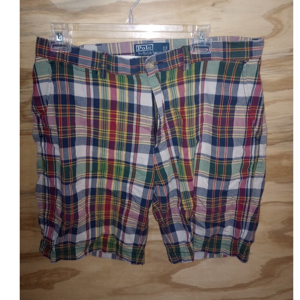 2/$30 Men's Ralph Lauren Prospect Plaid Shorts 34 Vintage Madas‎ Y2k